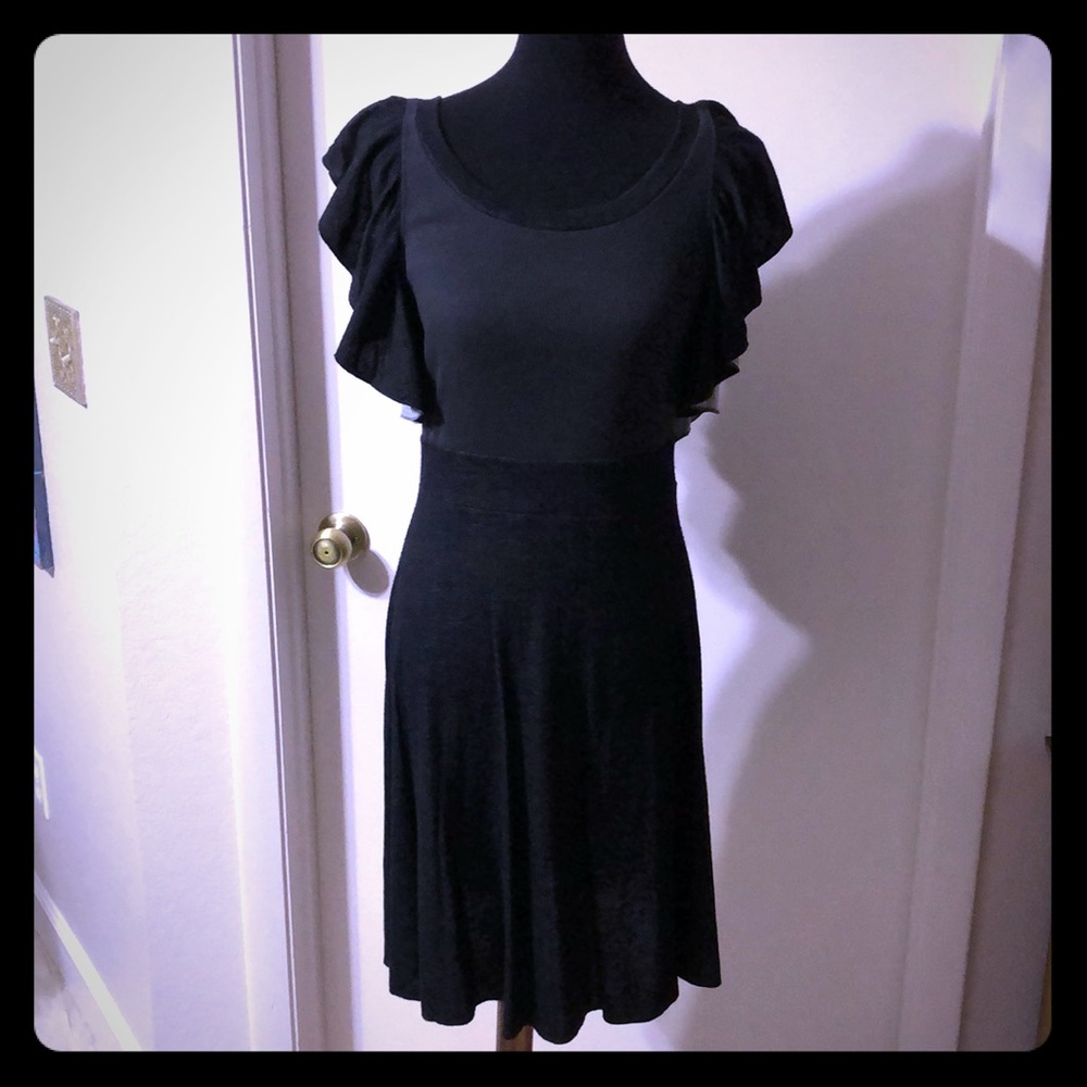 Free People Black Ruffle Sleeve Dress Sz. M